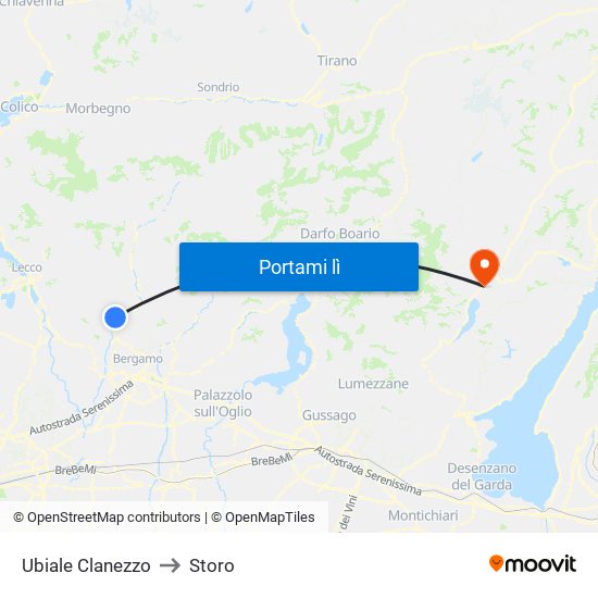 Ubiale Clanezzo to Storo map