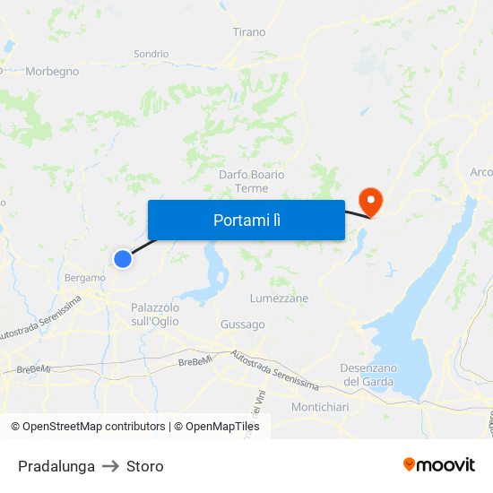 Pradalunga to Storo map