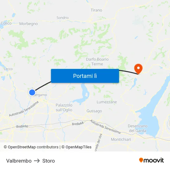 Valbrembo to Storo map