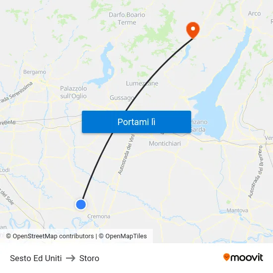 Sesto Ed Uniti to Storo map