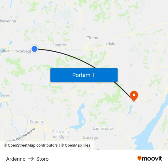 Ardenno to Storo map