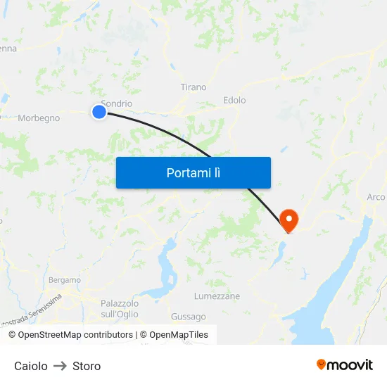 Caiolo to Storo map