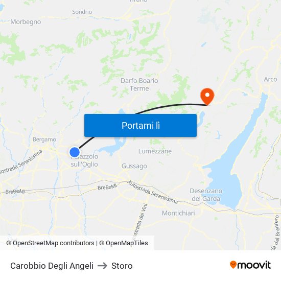 Carobbio Degli Angeli to Storo map