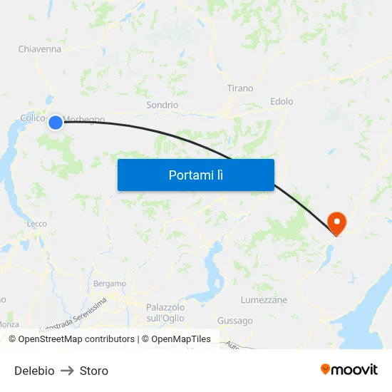 Delebio to Storo map