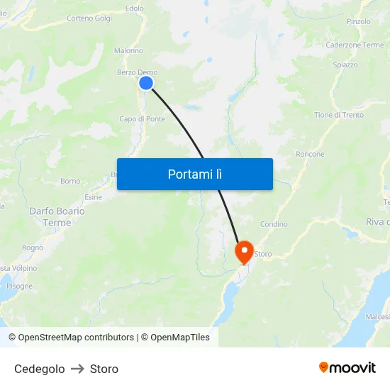 Cedegolo to Storo map
