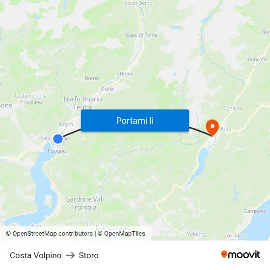 Costa Volpino to Storo map