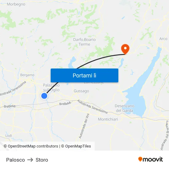 Palosco to Storo map