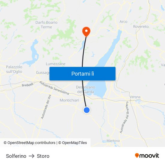 Solferino to Storo map