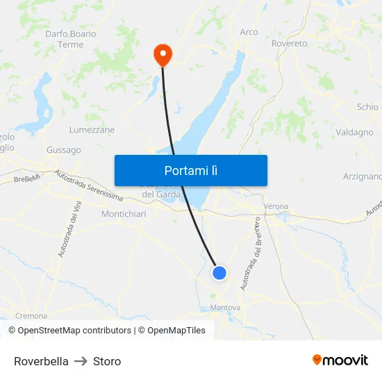 Roverbella to Storo map