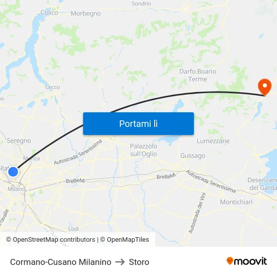 Cormano-Cusano Milanino to Storo map