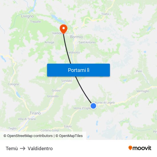 Temù to Valdidentro map