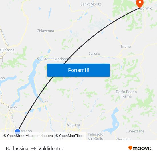 Barlassina to Valdidentro map