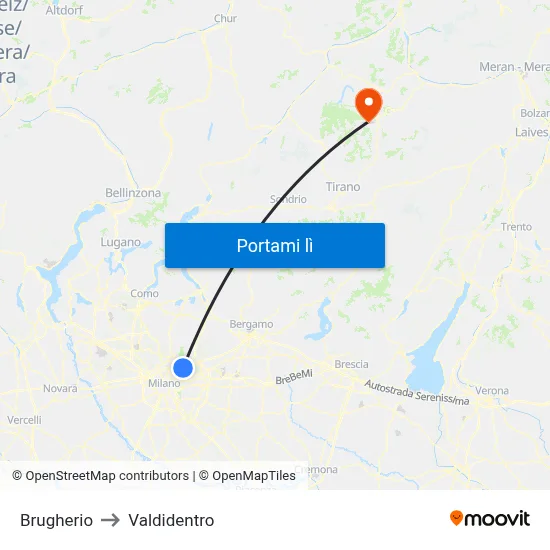 Brugherio to Valdidentro map