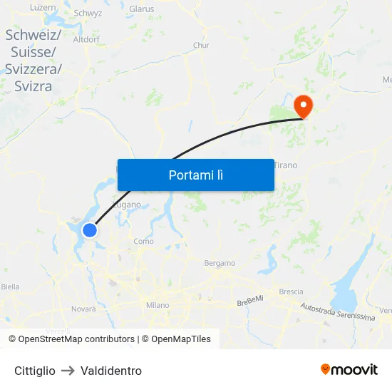 Cittiglio to Valdidentro map
