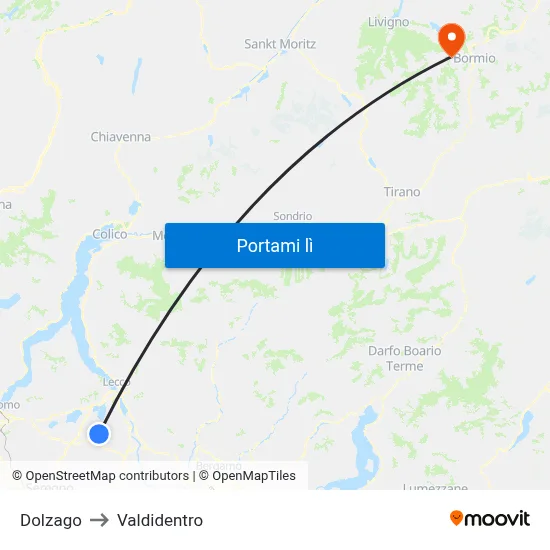 Dolzago to Valdidentro map