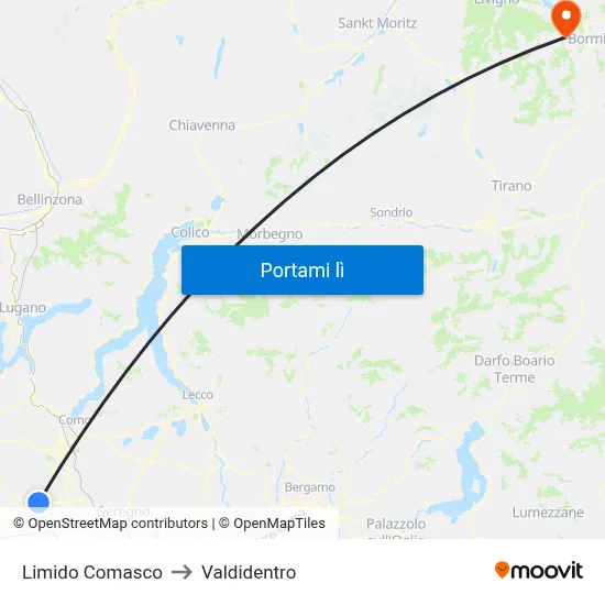 Limido Comasco to Valdidentro map