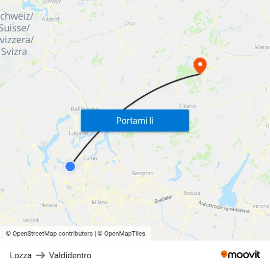 Lozza to Valdidentro map