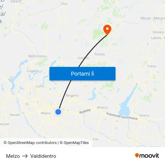 Melzo to Valdidentro map