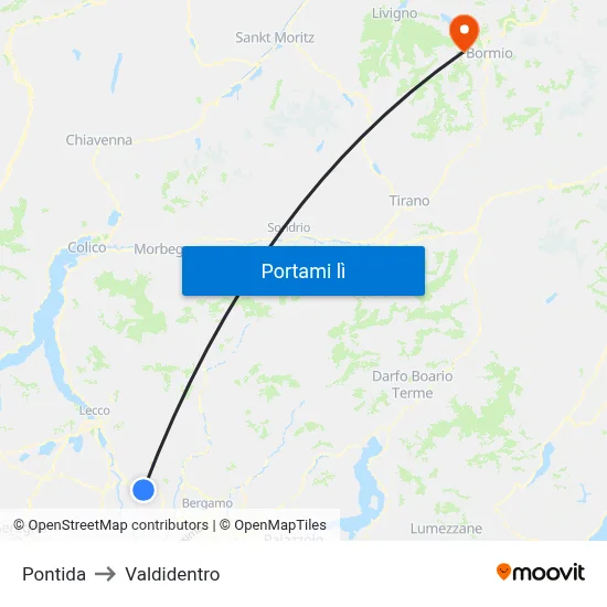 Pontida to Valdidentro map