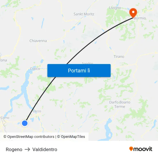 Rogeno to Valdidentro map