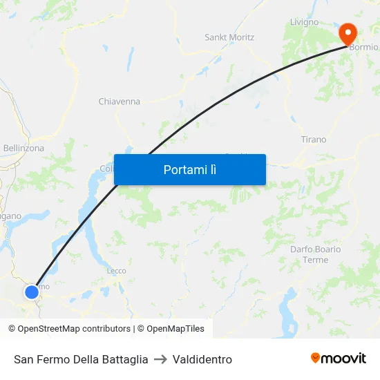 San Fermo Della Battaglia to Valdidentro map