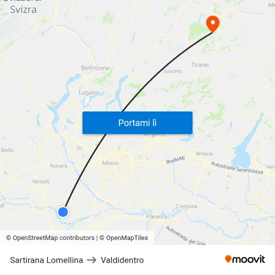 Sartirana Lomellina to Valdidentro map