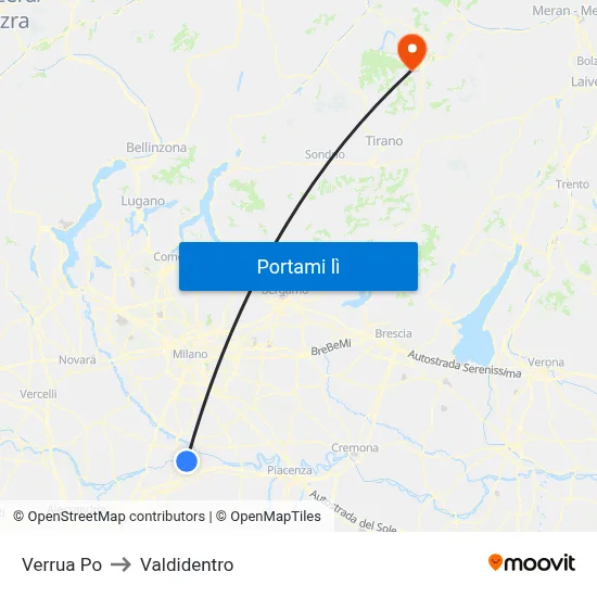 Verrua Po to Valdidentro map