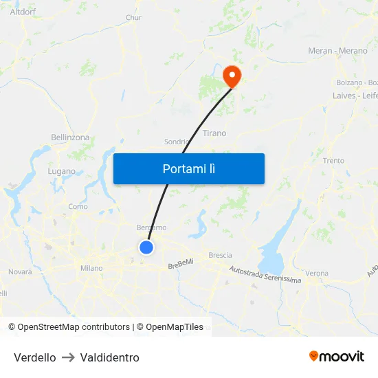 Verdello to Valdidentro map