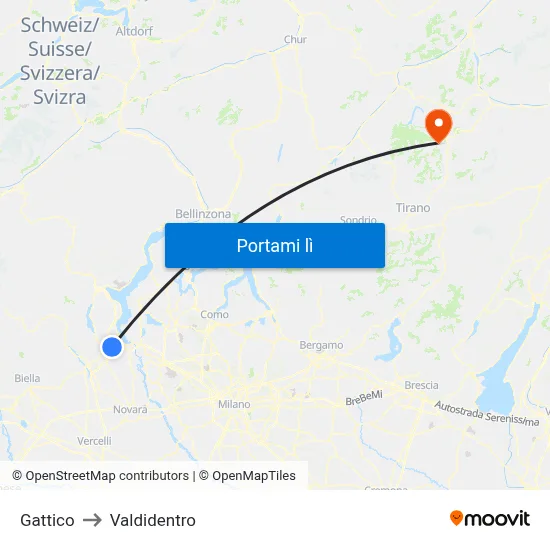 Gattico to Valdidentro map