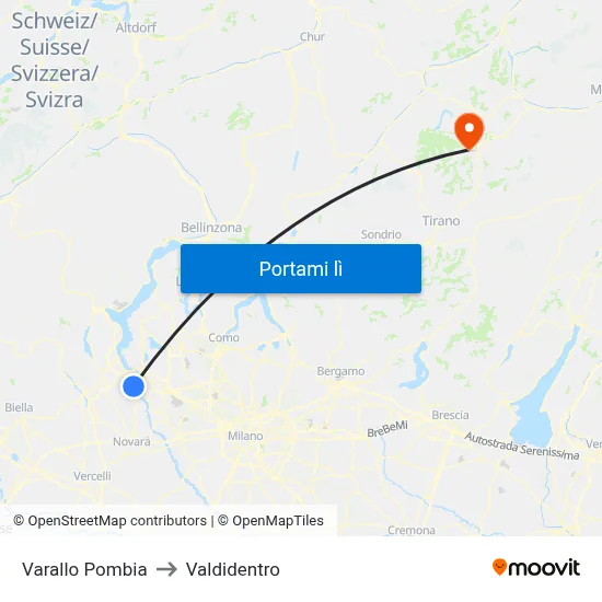Varallo Pombia to Valdidentro map