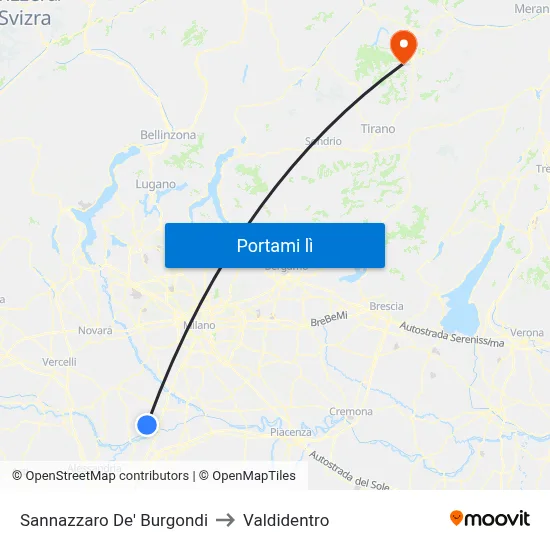 Sannazzaro De' Burgondi to Valdidentro map