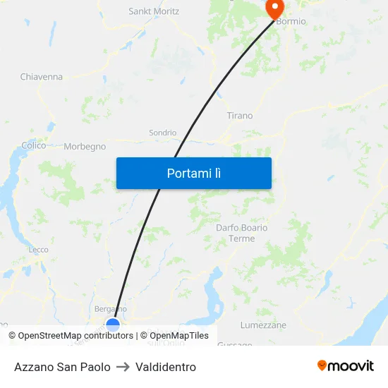 Azzano San Paolo to Valdidentro map