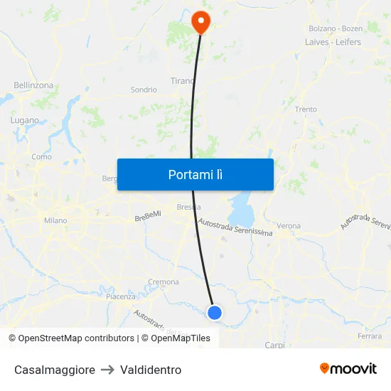 Casalmaggiore to Valdidentro map