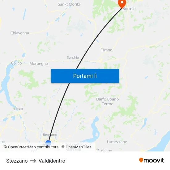 Stezzano to Valdidentro map