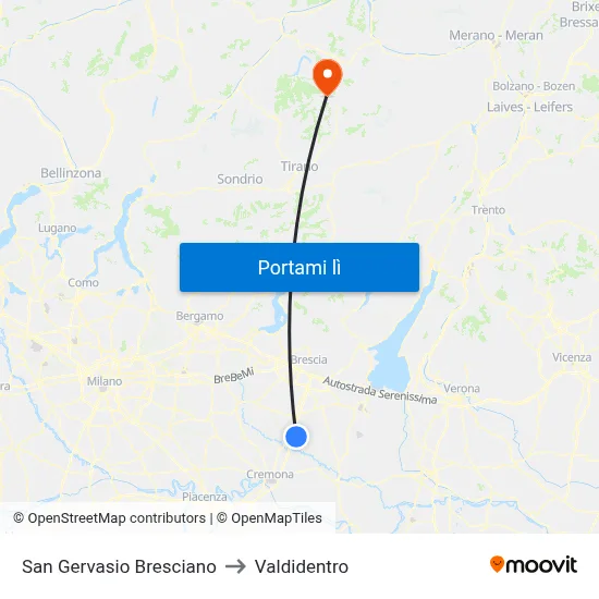 San Gervasio Bresciano to Valdidentro map
