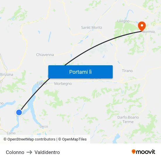 Colonno to Valdidentro map