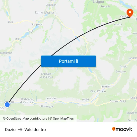 Dazio to Valdidentro map