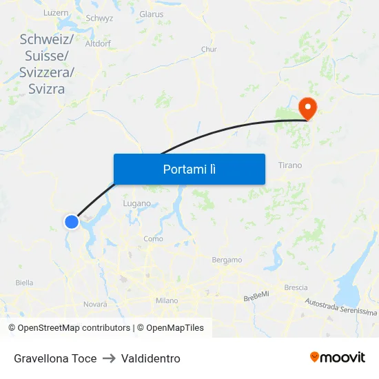 Gravellona Toce to Valdidentro map