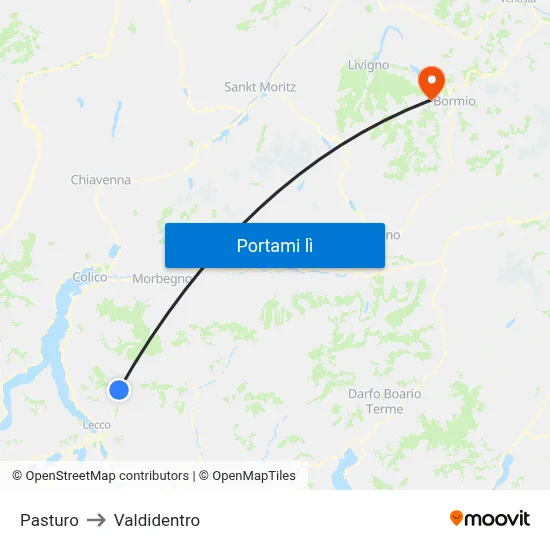 Pasturo to Valdidentro map