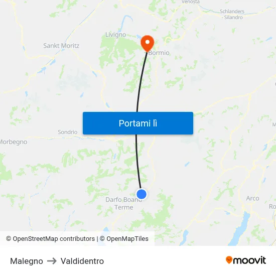 Malegno to Valdidentro map