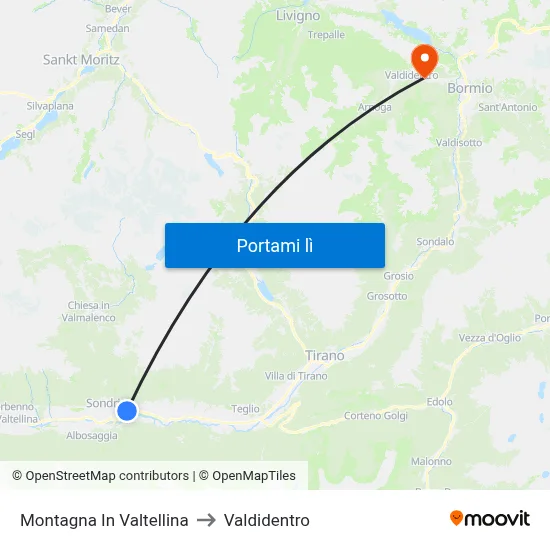 Montagna In Valtellina to Valdidentro map