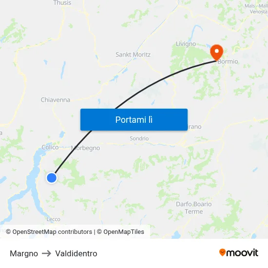 Margno to Valdidentro map