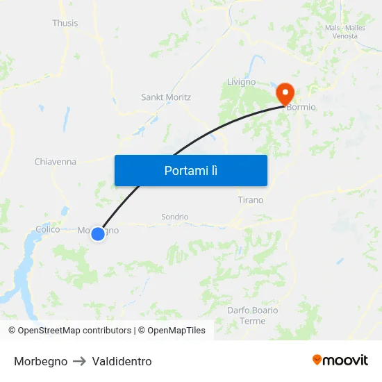 Morbegno to Valdidentro map