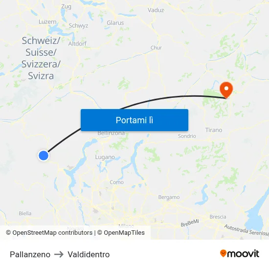Pallanzeno to Valdidentro map