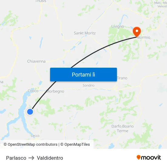 Parlasco to Valdidentro map