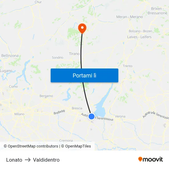 Lonato to Valdidentro map