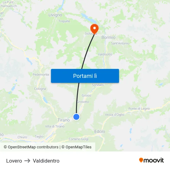 Lovero to Valdidentro map