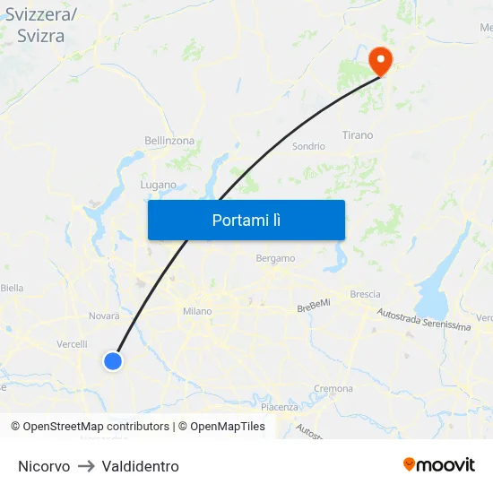 Nicorvo to Valdidentro map