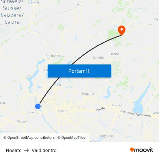 Nosate to Valdidentro map