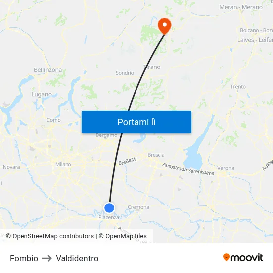 Fombio to Valdidentro map